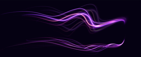  neural network.Neon speed lines. Dynamic light motion traces. Light trace wave, trace line.	