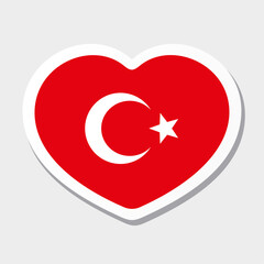 Flag of Turkey icon. Vector heart sticker. Best for mobile apps, UI and web design.