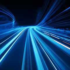 Fototapeta na wymiar abstract tunnel background speed blue neon line 
