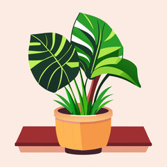 Houseplant in a pot. Vector illustration in flat design style.