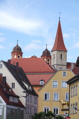 Fototapeta na wymiar Haeuser und Basilika in Ellwangen