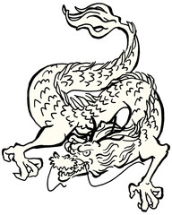 辰年 龍のイラスト　筆タッチ 墨 ベクターイラスト