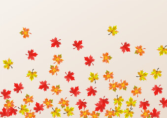 Green Foliage Background Beige Vector. Plant Ground Card. Autumnal September Floral. Season Leaves Texture.