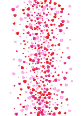 Fond Confetti Background White Vector. Anniversary Illustration Heart. Pink Abstract Frame. Red Confetti Celebration Texture. Tender Happy Backdrop.