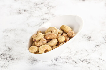 Cashew nuts heap in the bowl