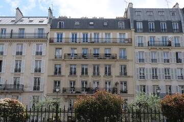 Paris building façades, characteristic roofs, and more.

It gathers many types of buildings, coming from various districts of the city; all passing through various settings of the day.