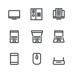 Computers line icons contains laptop, smart phone and more.