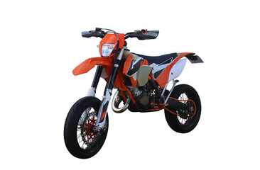 Motocross bike on white background. Suitable image for advertising purposes.
