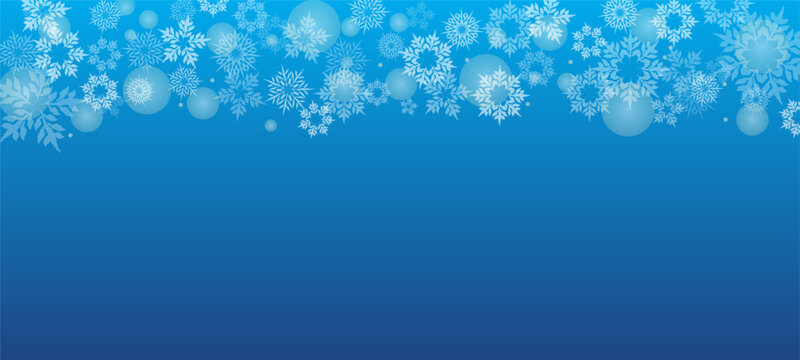 雪とライトでキラキラした青いクリスマスのベクター背景画像