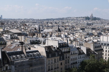 Fototapeta na wymiar Paris building roofs, photos taken from the heights of Paris.It gathers many types of buildings with characteristic Parisian roofs, from various districts of the city. 