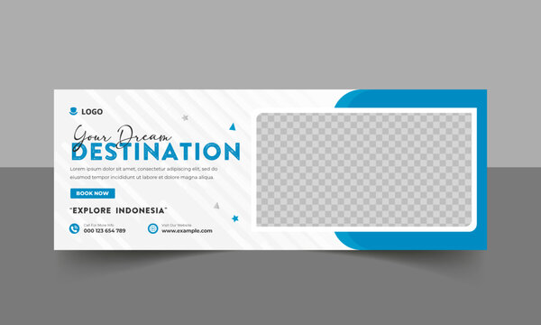 Explore indonesia travel agency social media post template design, A banner design for travel agency, Trip social media Facebook cover post template, editable banner design