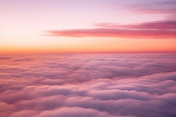 Pink Sunset Sky Over Nature Landscape. Abstract View of Colorful