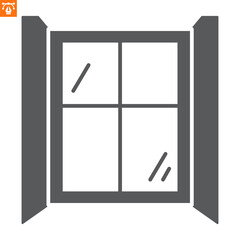 Window solid icon, glyph style icon for web site or mobile app, construction and building, window vector icon, simple vector illustration, vector graphics with editable strokes.