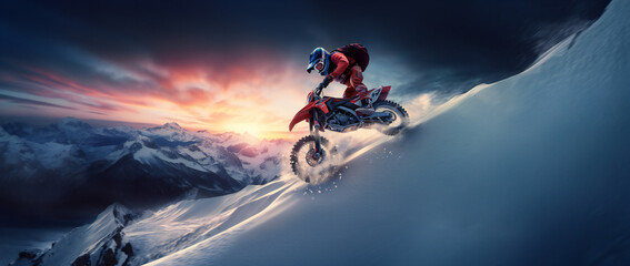 Obraz na płótnie Canvas Crossmotor in the Snow