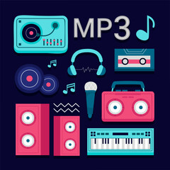 Obraz premium Music concept isolated elements set