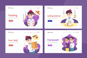 Set of web page design templates for kids