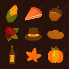 Set of Autumn seasonal food and drinks