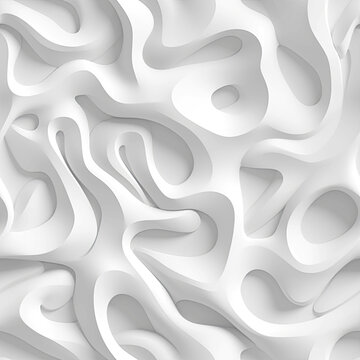 Fototapeta Abstract 3d white background, organic shapes seamless pattern texture.