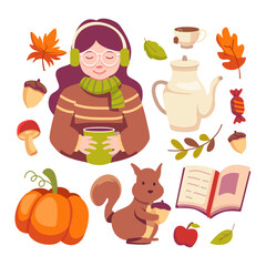 Woman with autumn season element