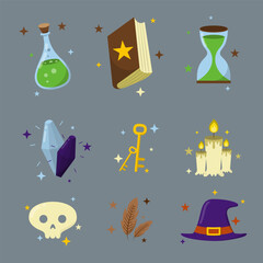 Elements for game about witchcraft or wizard