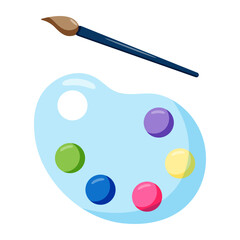 Palette for painting and brush. Tools for painting and drawing. vector icon in flat style