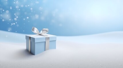 present gift box. Abstract winter background. Copy space. Generative AI.