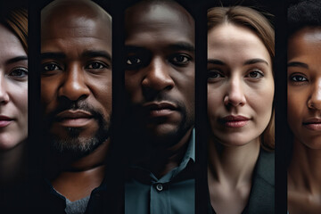 An expressive montage portraying the powerful synergy of diverse business professionals, embracing inclusion and innovation - Generative AI