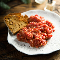 Traditional homemade steak tartare