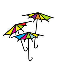 Fun colorful umbrellas. A set of three umbrellas. Isolated image for prints, poster and illustrations. 