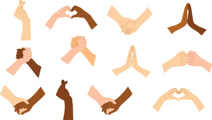 Hand gesture flat. Hands Love And Friendship Gestures