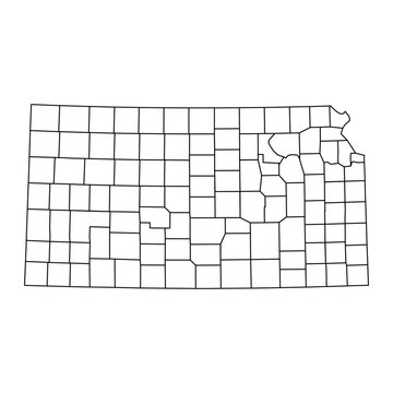 Kansas state map with counties. Vector illustration.