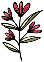 Stylized Spring Flowers and Foliage