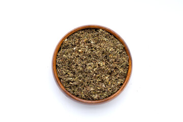 Dried absinthe wormwood on white background.