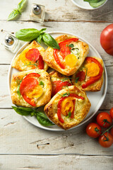 Homemade pastry with tomato and cheese