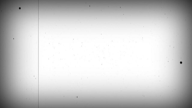 Vintage looping film strip background. 4K reel clutter old tv grain noise frame. Videotape texture overlay with scratches and dirt stains. Lens flare light leaks effect