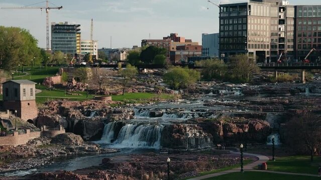 Construction Downtown Falls Park in Sioux Falls South Dakota