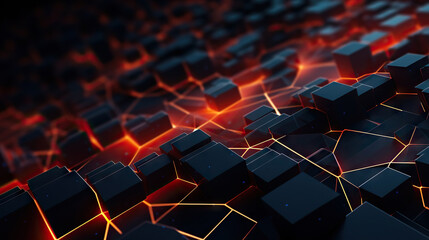 Obraz premium Modern digital abstract 3D background. Can be used in the description of network abilities, technological processes, digital storages, science, education, etc. Copy space