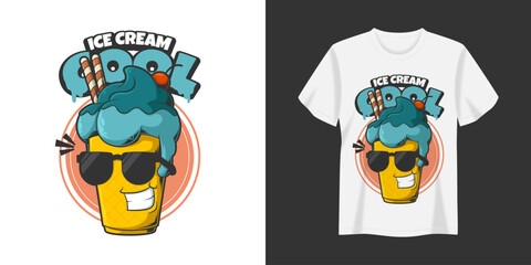 ice cream cool illustration tshirt and apparel printing design