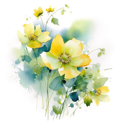 Aquarell, wasserfarben, Blumen, dekoration, Einladung, generative AI