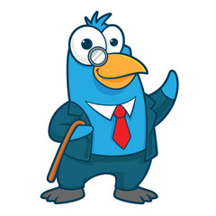 Bird in Suit Cartoon Illustration