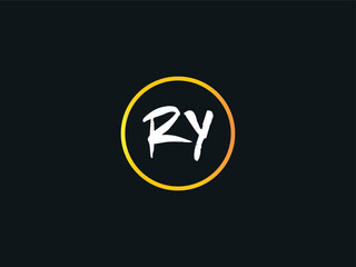 RY, ry Brush Logo, Initial Ry Brush Letter Logo Icon Design - obrazy, fototapety, plakaty