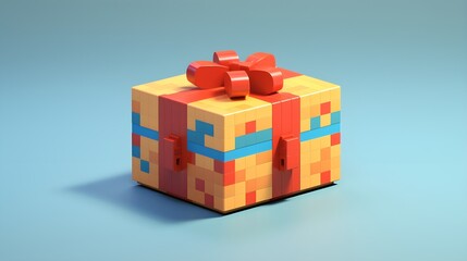 Obraz premium gift box, present, modern 8 bit 3d minimal style illustration. Digital icon. Generative AI.
