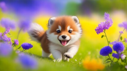 pomeranian puppy in the grass