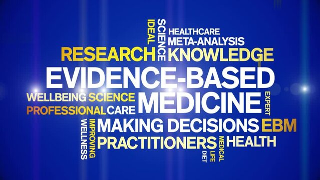 Evidence-Based Medicine animated tag word cloud;text design animation kinetic typography seamless loop.