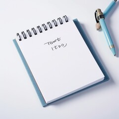 Notebook on table for to do list on white background. Generative Ai.