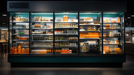 Aisle of Chill: Exploring the Variety of Goods in a Supermarket's Large Refrigerated Section, Generative AI