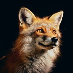 Fototapeta premium Portrait of a red fox with a fixed look. AI-generated.