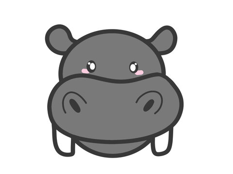 hippopotamus,cartoon,cute icon ,vector, illustration,hand drawn