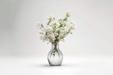 Elegant, vintage vase with delicate flowers, standing on contemporary table