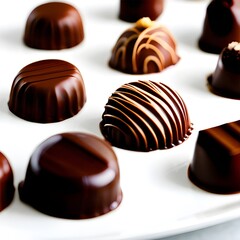 Chocolate, round, several pieces, on a white background